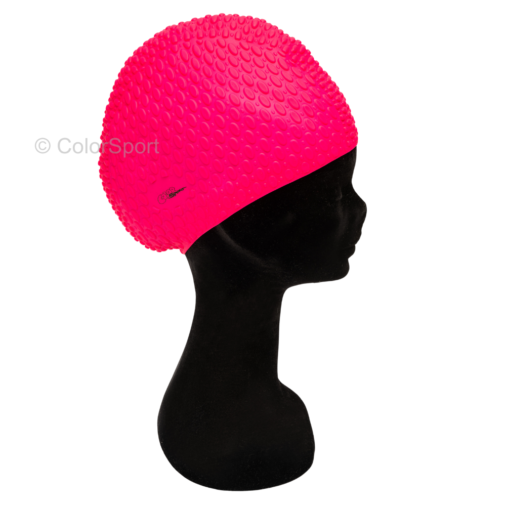 Úszósapka Bubble Hosszú Hajra - Pink - prémium szilikon úszósapka, kényelmes viselet, tartós úszófelszerelés, vízi sportok, gyerek úszófelszerelés, junior úszósapka