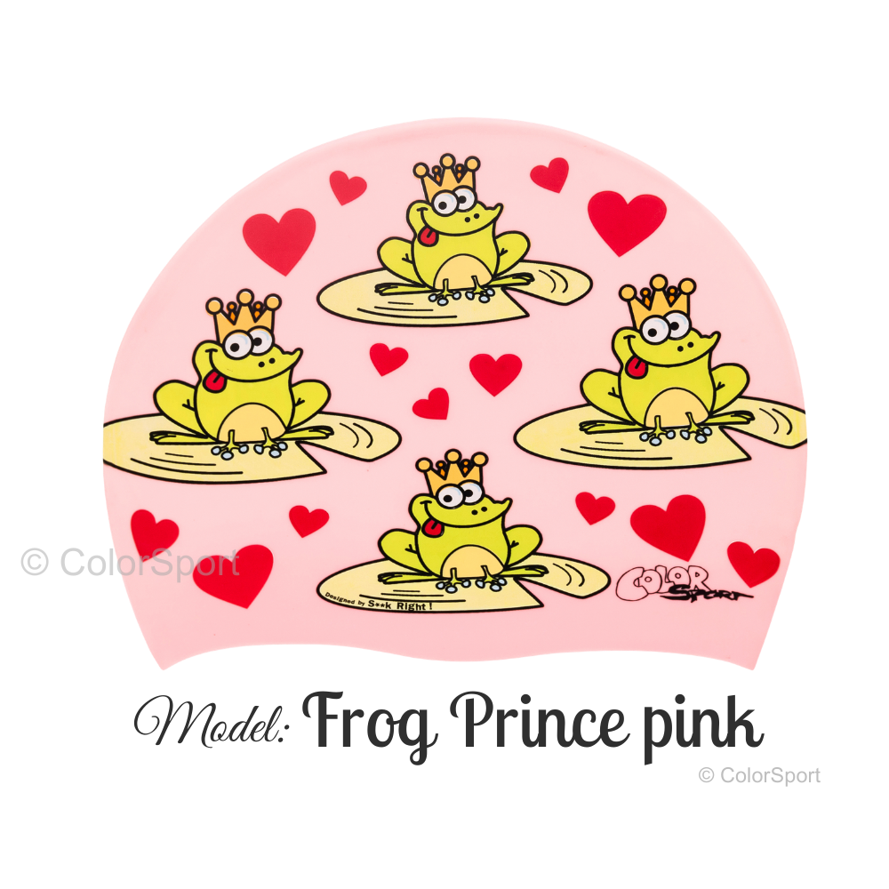 Úszósapka Mintás Limited Design - Frog Prince pink - prémium szilikon úszósapka, kényelmes viselet, tartós úszófelszerelés, vízi sportok, felnőtt úszósapka, sport úszófelszerelés