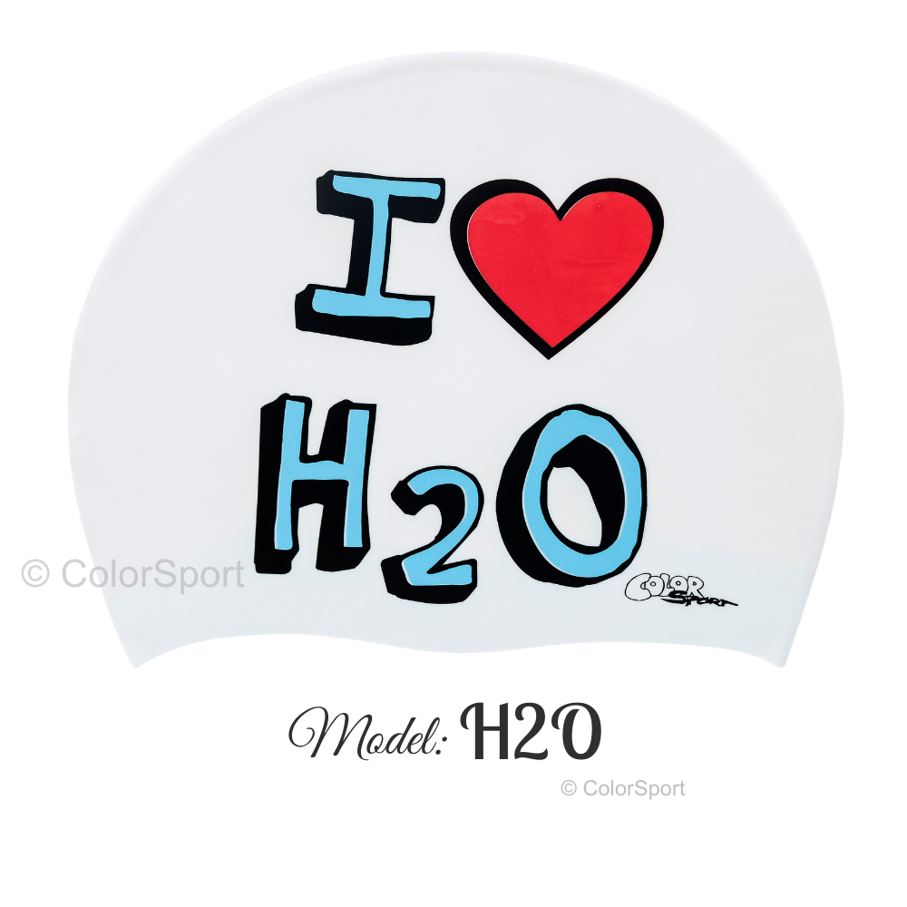 Úszósapka Mintás Limited Design - H2O - prémium szilikon úszósapka, kényelmes viselet, tartós úszófelszerelés, vízi sportok, felnőtt úszósapka, sport úszófelszerelés