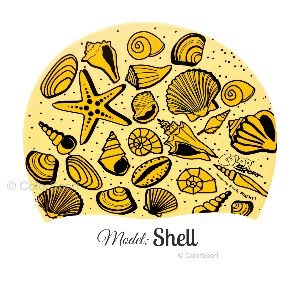 Úszósapka Mintás Limited Design - Shell - prémium szilikon úszósapka, kényelmes viselet, tartós úszófelszerelés, vízi sportok, felnőtt úszósapka, sport úszófelszerelés