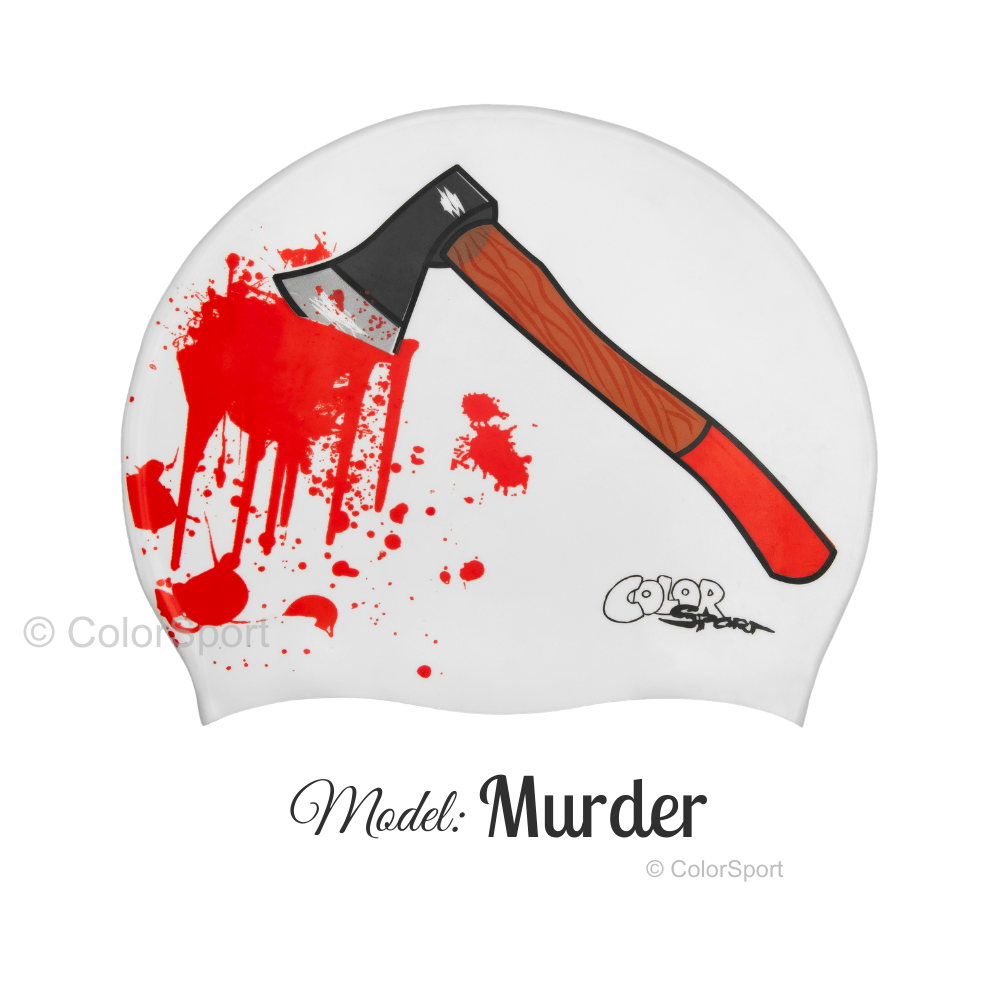 Úszósapka Mintás Limited Design - Murder - prémium szilikon úszósapka, kényelmes viselet, tartós úszófelszerelés, vízi sportok, felnőtt úszósapka, sport úszófelszerelés