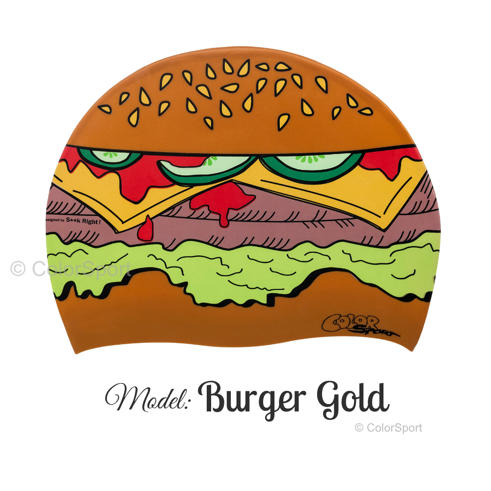 Úszósapka Mintás Limited Design - Burger Gold
